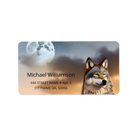 Cool Wolf en Moon Etiket (Voorkant)