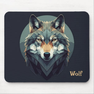 Cool wolf Geometrische Moderne kunst Marine blauw Muismat