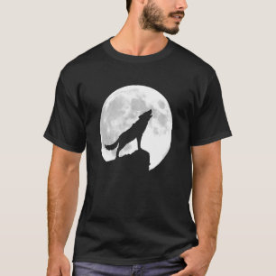 Cool Wolf Howling op een heldere volle maan hallow T-shirt
