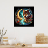 Cool wolf liefhebbers dier poster (Keuken)