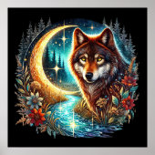 Cool wolf liefhebbers dier poster (Voorkant)