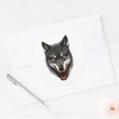 Cool Wolf Portrait Ronde Sticker (Envelop)