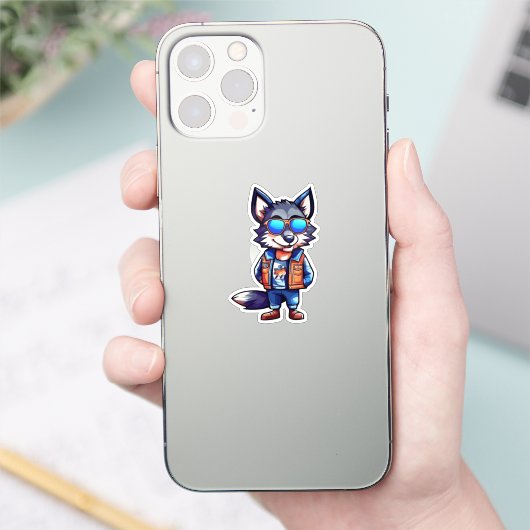 cool wolf sticker (Telefoon)
