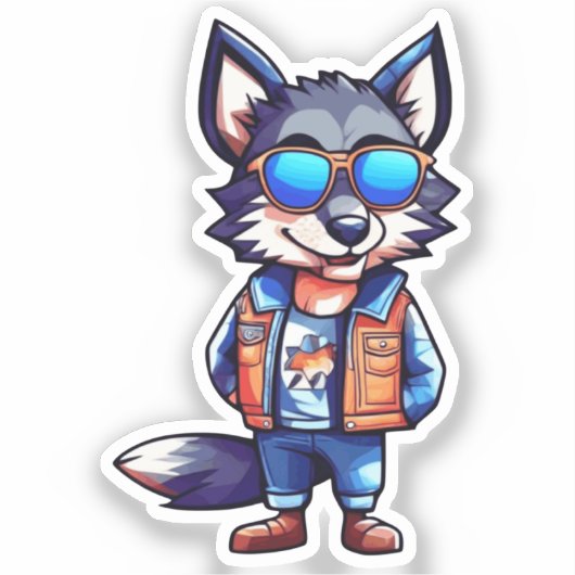cool wolf sticker (Voorkant)