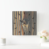 COOL Wood Grain Patroon Vierkante Klok (Huis)