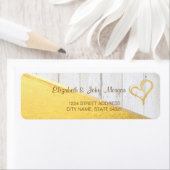 Cool Wood Textuur Gold Glitter Heart Address Label (Insitu)