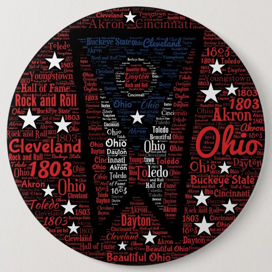 Cool Word Art Ohio State 6 inch ronde Button (Voorkant)