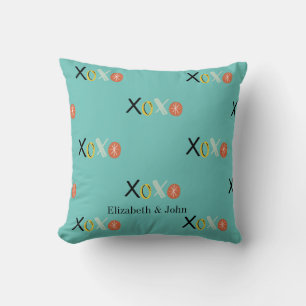 Cool "XOXO" Hearts Valentijnsdag Mint Green Kussen