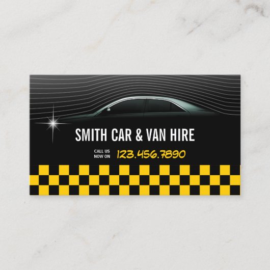 Cool Yellow À damiers Car & Van Hire Carte de visi (Devant)