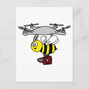 Cool Yellow Jacket Bee Drone Cartoon Briefkaart