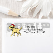 Cool Yellow Lab Cartoon Kerst Etiket (Insitu)