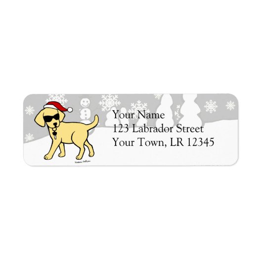 Cool Yellow Lab Cartoon Kerst Etiket (Voorkant)