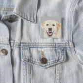 Cool Yellow Lab Pin Button (In situ)