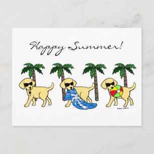 Cool Yellow Labradors Cartoon Briefkaart