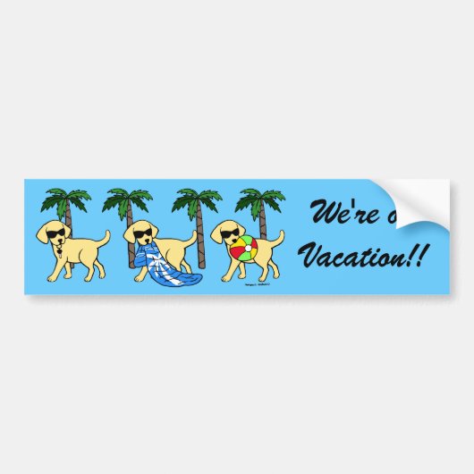 Cool Yellow Labradors Cartoon Bumpersticker (Voorkant)