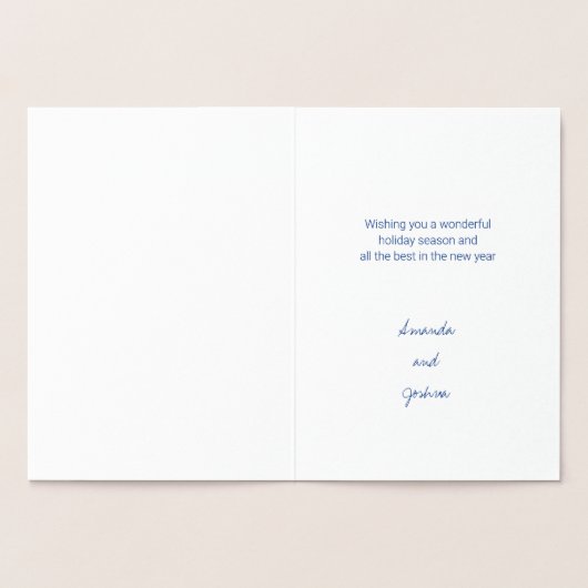 Cool Yule Modern Script Trees Holiday Silver Folie Kaarten (Binnen)