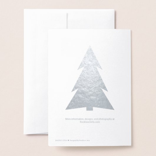 Cool Yule Modern Script Trees Holiday Silver Folie Kaarten (Met envelop)
