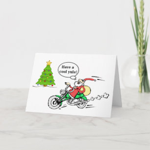 Cool Yule Santa Motorcycle Gepersonaliseerde Kerst Feestdagen Kaart