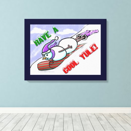 Cool Yule Snowman Wrapped Canvas (Insitu (Houten vloer))