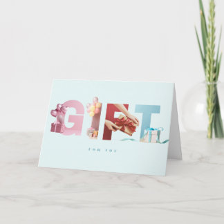 Cool Zacht Blauw Cadeau Verjaardag Foto Typografie Kaart