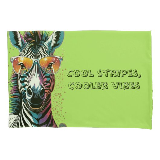 Cool Zebra Vibes Kussensloop (Voorkant-Links)
