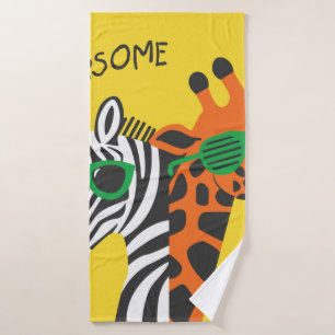 Cool zèbre et girafe portant des lunettes sur jaun