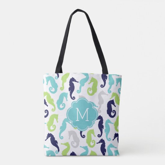 Cool Zee Horse Pattern Monogramed Tote Bag (Achterkant)