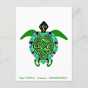 Cool Zee SCHILDPAD - Bedreigde dieren grafiek Feestdagenkaart