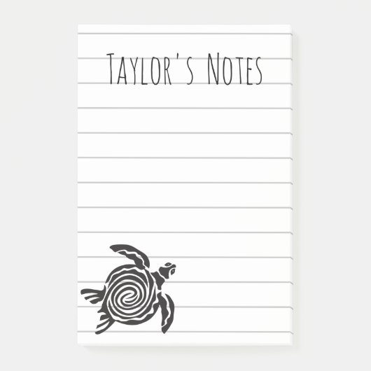 Cool Zee Turtle Personalized Name Post-it Notes (Voorkant)