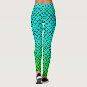 Cool Zeemeermin Aqua Blauwe Gradiënt Vis Schubben Leggings (Achterkant)