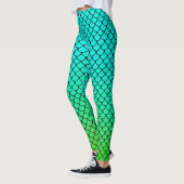 Cool Zeemeermin Aqua Blauwe Gradiënt Vis Schubben Leggings (Links)