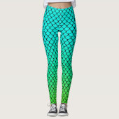 Cool Zeemeermin Aqua Blauwe Gradiënt Vis Schubben Leggings (Voorkant)