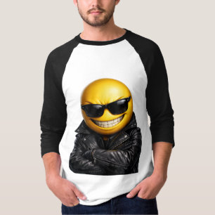 Cool Zelfverzekerde Emoji Leren Jas T-shirt
