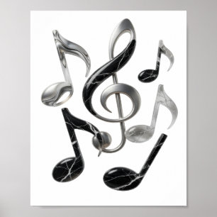 Cool Zilver MUSIC IN MOTION Tekst Ontwerp Poster