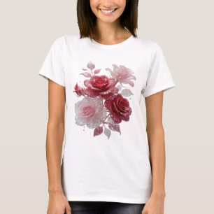 Cool Zilver RODE EN ROZE ROZEN MET DIAMANTEN T-shirt