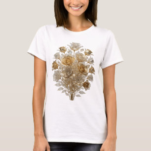 Cool Zilveren GOUDEN ROZEN Artistiek Motief T-shirt