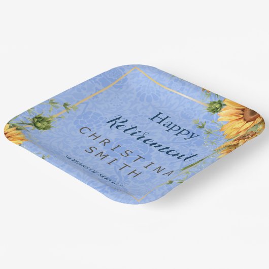 Cool Zomer Zonnebloem Waterverf Pensioen Party Papieren Bordje (Gebogen)