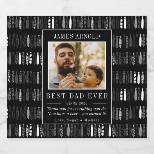 Cool Zwart Beste Pap Ooit Happy Vaderdag Bier Etiket (Enkel label)