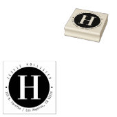 Cool Zwart Cirkel Monogrammed Retouradres Rubberstempel (Gestempeld)