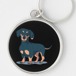 Cool zwart dachshond hondenontwerp sleutelhanger