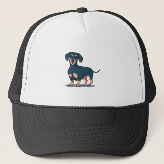 Cool zwart dachshond hondenontwerp trucker pet (Voorkant)