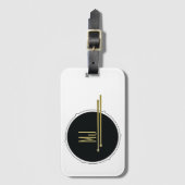 Cool Zwart en Wit Drums Initialen Monogrammed Bagagelabel (Voorkant (verticaal))