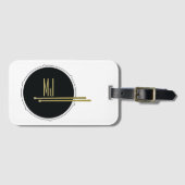 Cool Zwart en Wit Drums Initialen Monogrammed Bagagelabel (Voorkant (horizontaal))