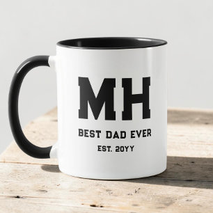Cool zwart en wit modern monogram Beste papa ooit Mok