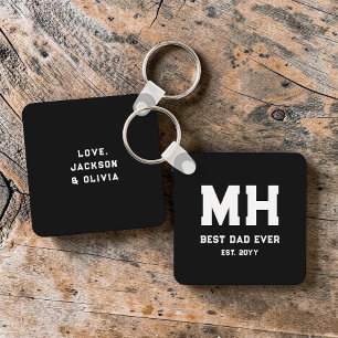 Cool zwart en wit modern monogram Beste papa ooit Sleutelhanger