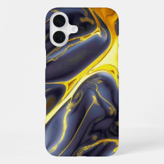 Cool zwart goud gesmolten marmer vloeibare textuur iPhone 16 plus hoesje
