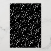 Cool Zwart & Goud Zoet Zestien Glam 16e Verjaardag Folie Uitnodiging (Achterkant)