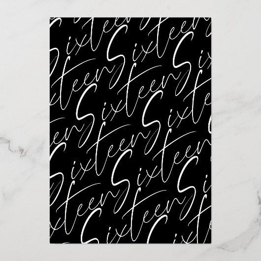 Cool Zwart & Goud Zoet Zestien Glam 16e Verjaardag Folie Uitnodiging (Achterkant)