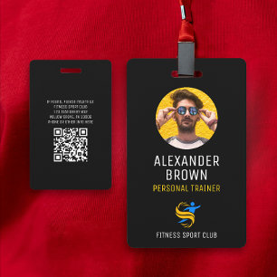 Cool Zwart Logo Foto QR Code Medewerker ID Badge