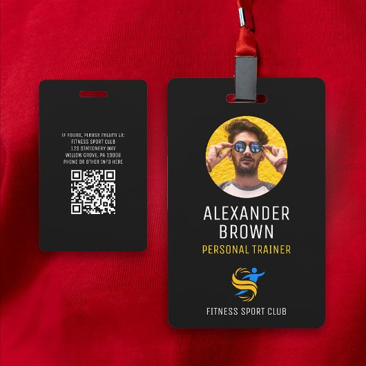 Cool Zwart Logo Foto QR Code Medewerker ID Badge